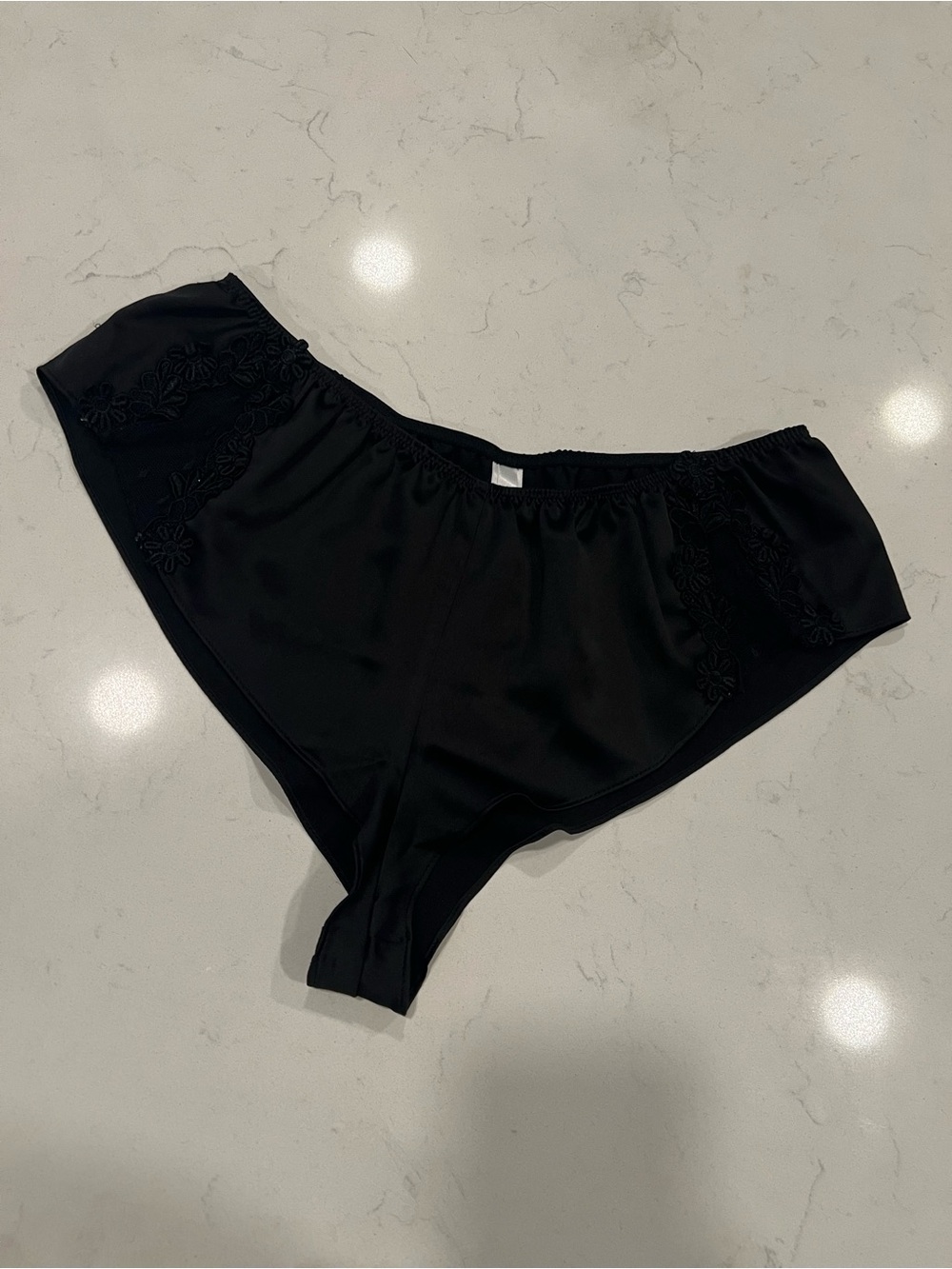 Flora Nikrooz Black Satin Briefs with Subtle Trim